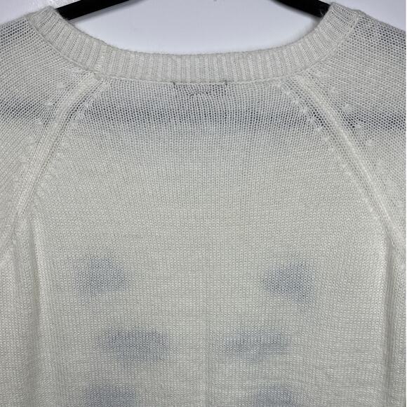 t/o Sweaters Cat Face Knit Long Sleeves White Sweater Size XL - Picture 8 of 11